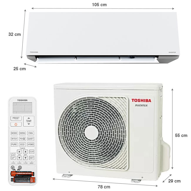 Máy lạnh Toshiba Inverter 2.5 HP RAS-H24E2KCVG-V - Nhập khẩu nguyên chiếc từ Thái Lan